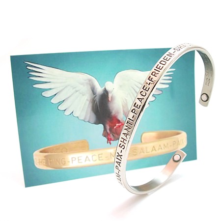 Peace in Silver Bracelet w/Magnets #05 - Click Image to Close